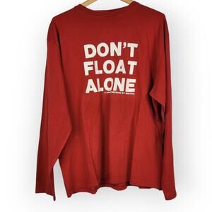 Nautica Don't Float Alone Graphic Red Long Sleeve T-Shirt XL Athleisure Preppy